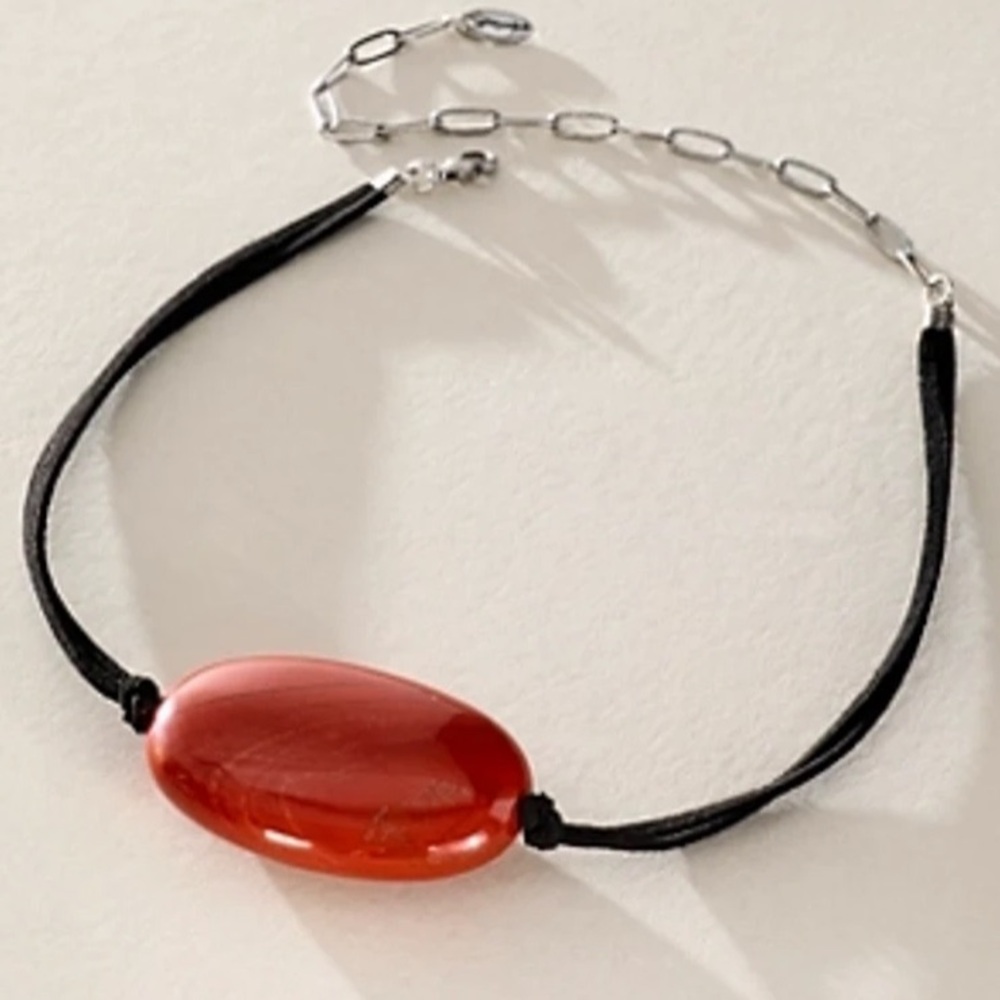 Free People Red Stone Cord Necklace